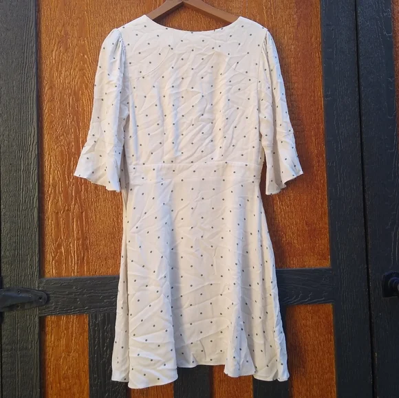 Free People All Yours Cream Green Polka Dot Wrap Bust Tie Mini Dress Small 4 - Picture 6 of 16